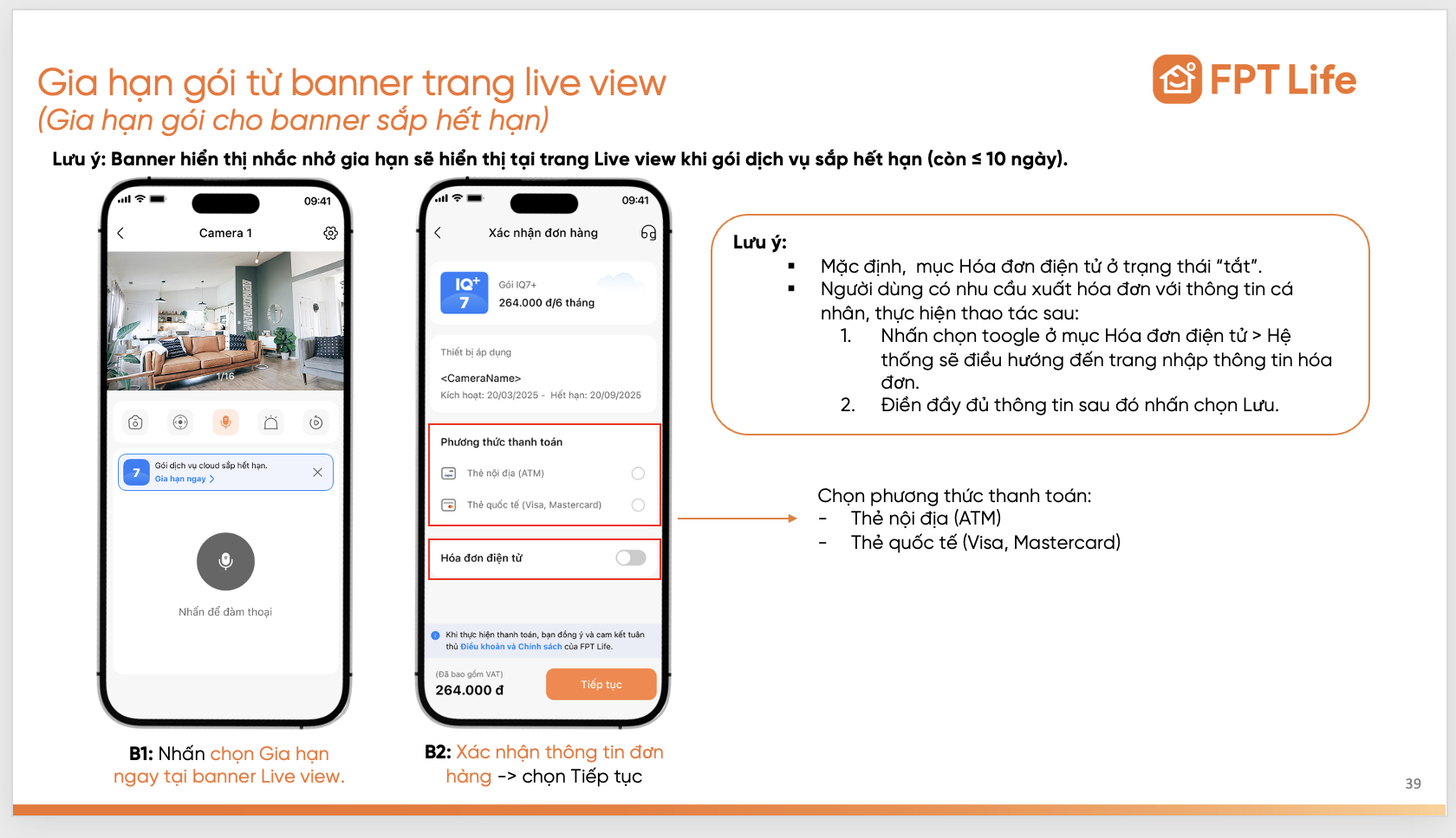 Gia hạn gói cước nhanh từ banner live view
